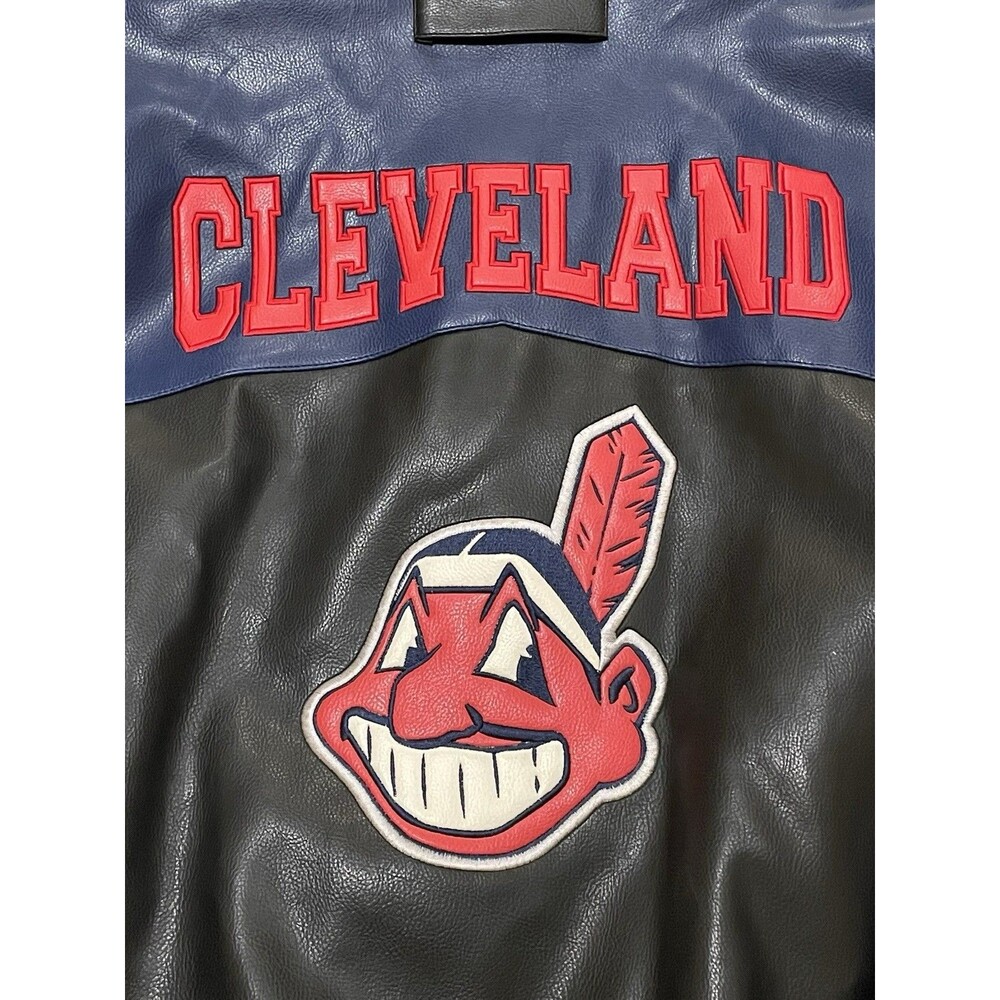 VTG 90s MLB G-III Carl Banks Cleveland Indians Leather Baseball Jacket XLarge - Picture 4 of 10